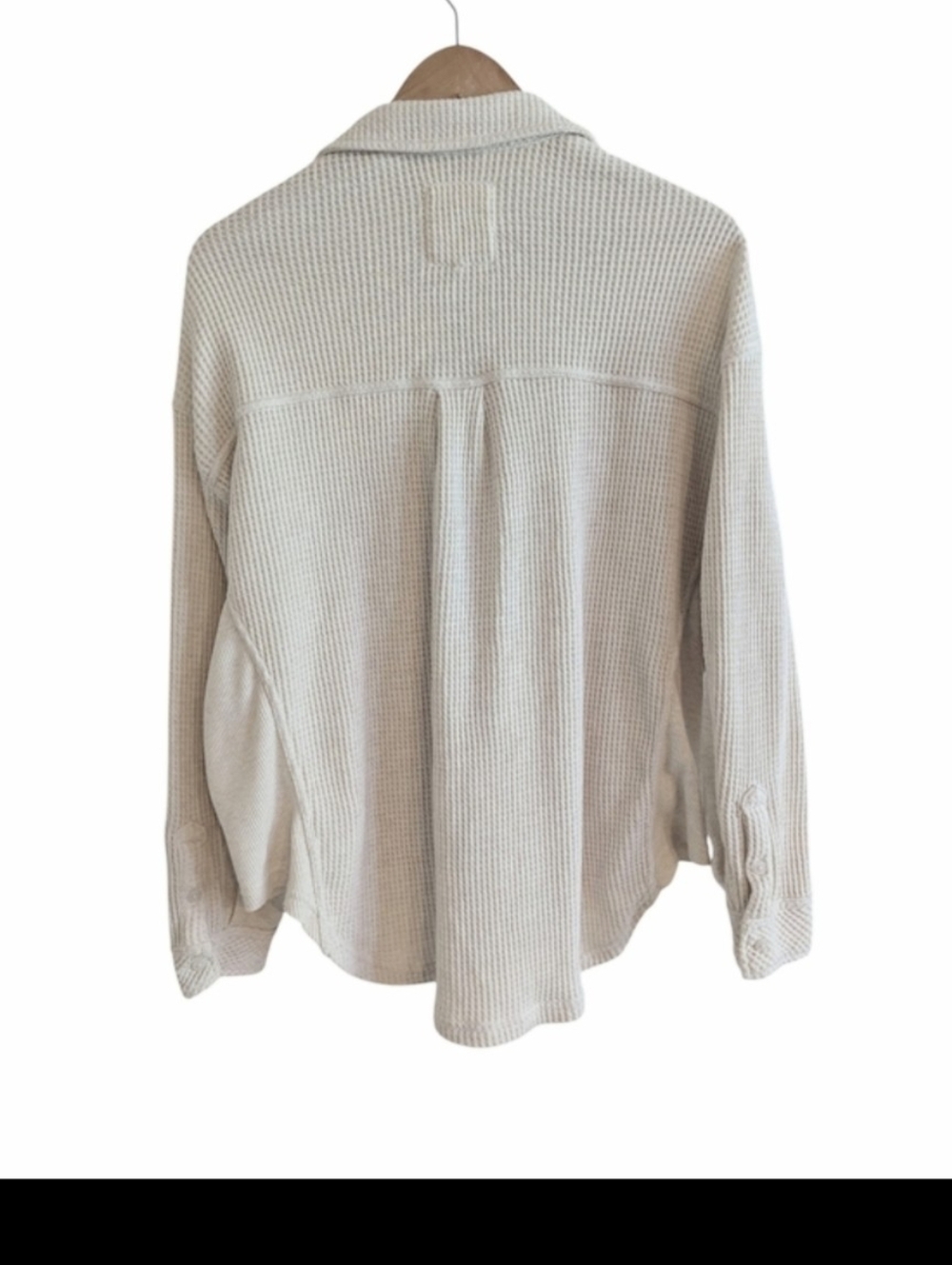 AERIE Oversized LumberJane Waffle Knit Top Small Cream - Picture 3 of 7